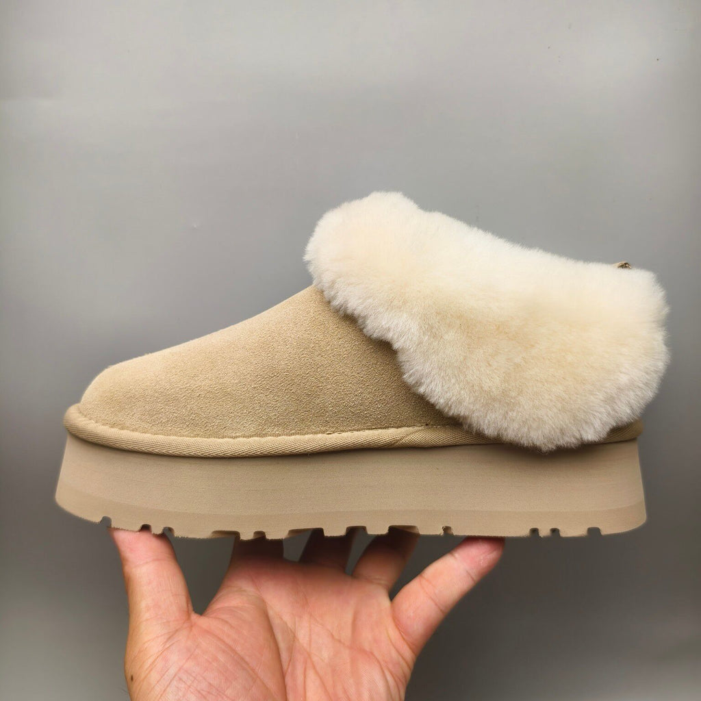 Sand Chunky Sole Suede Slip-On Lazy Shoes | In Stock