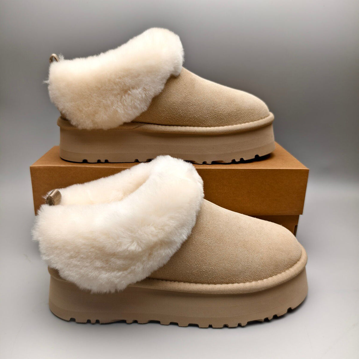 Sand Chunky Sole Suede Slip-On Lazy Shoes | In Stock