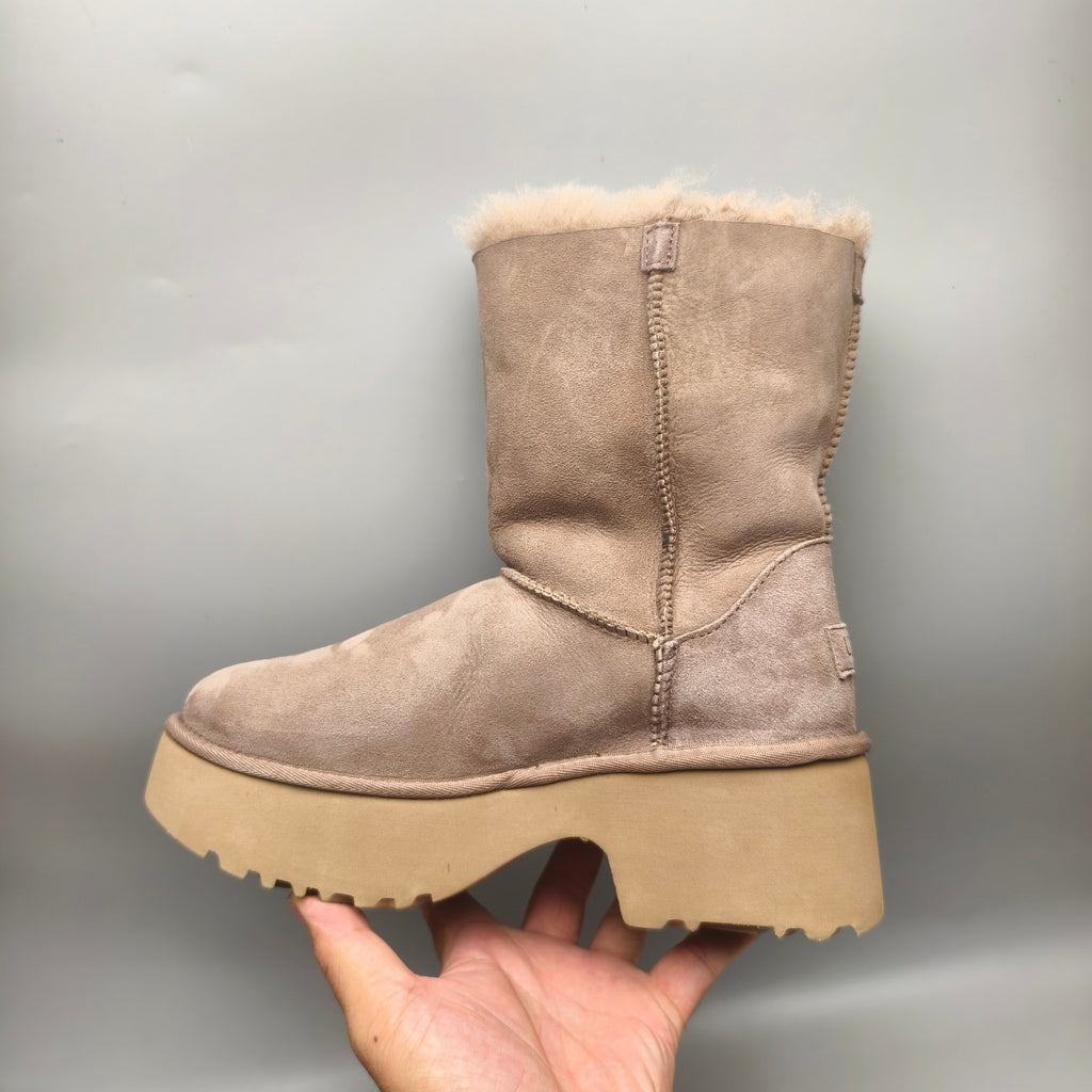 Walnut Wedge Chunky Platform Mid-Calf Fashion Boots | Women – In Stock