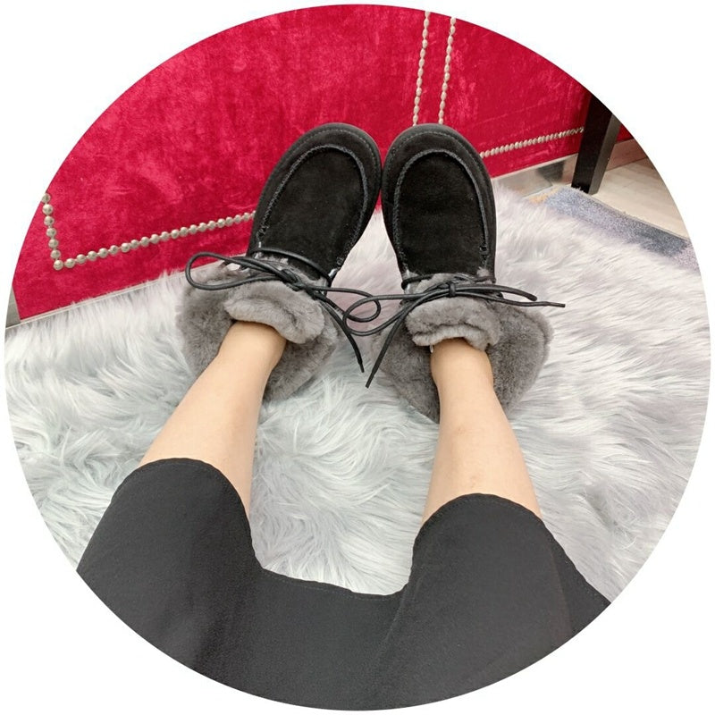 Black Fur-Trim Lace-Up Ankle Boots | Cozy Winter Style – In Stock