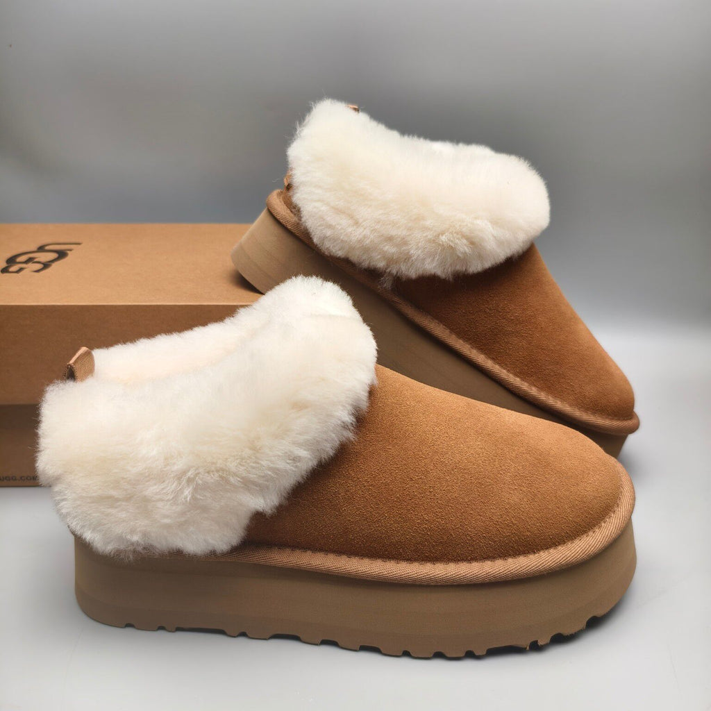 Chestnut Chunky Sole Suede Slip-On Lazy Shoes | In Stock