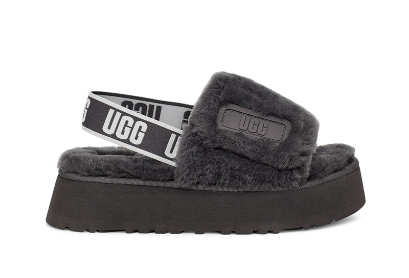 Grey Disco Fluffy Sandals | In Stock