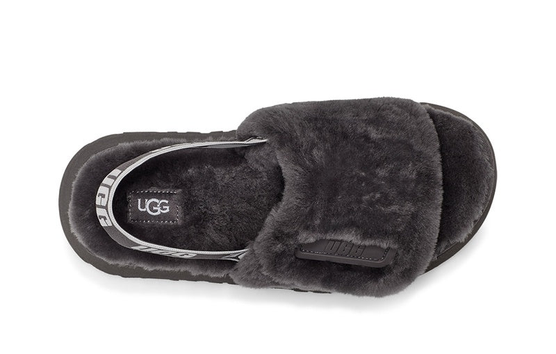 Grey Disco Fluffy Sandals | In Stock