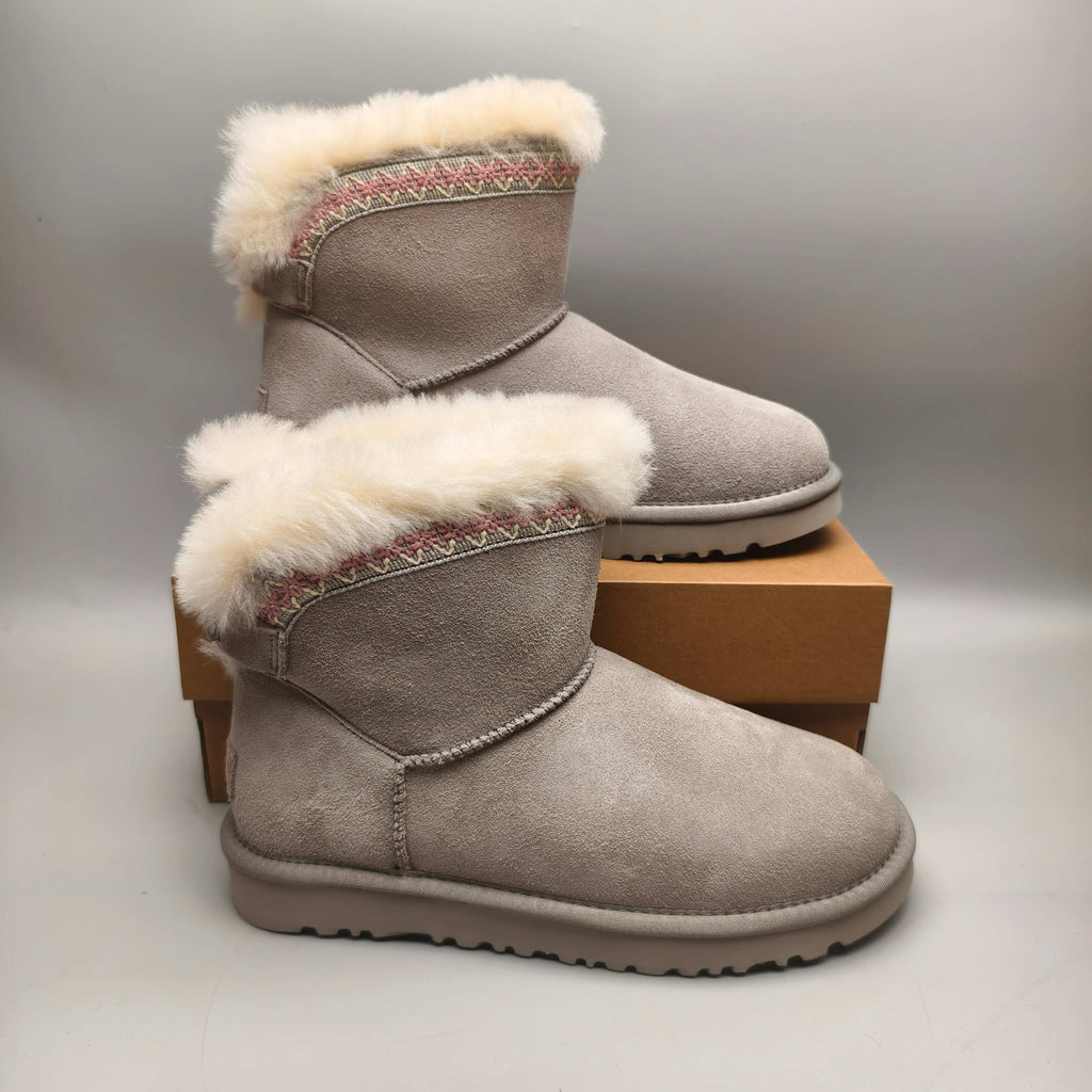 Grey Folk-Inspired Shoes | Back Buckle Strap – In Stock