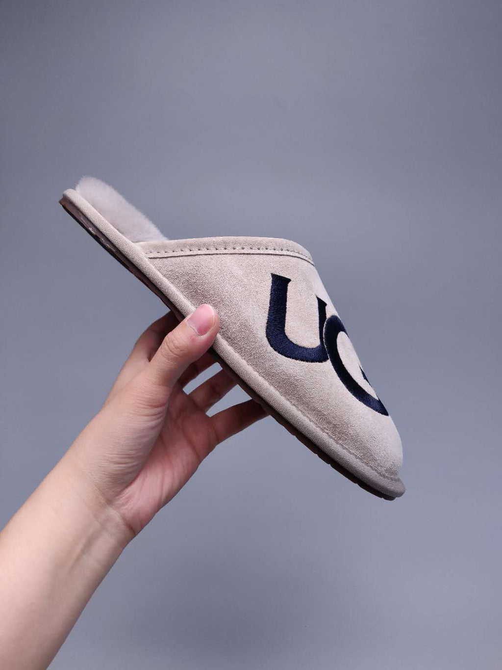 Grey Designer-Style Indoor Slippers | G Logo House Shoes – In Stock