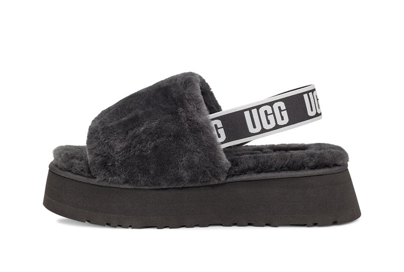 Grey Disco Fluffy Sandals | In Stock