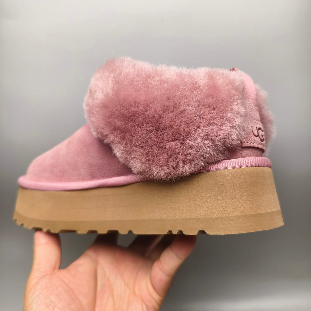 Pink Chunky Sole Suede Slip-On Lazy Shoes | In Stock