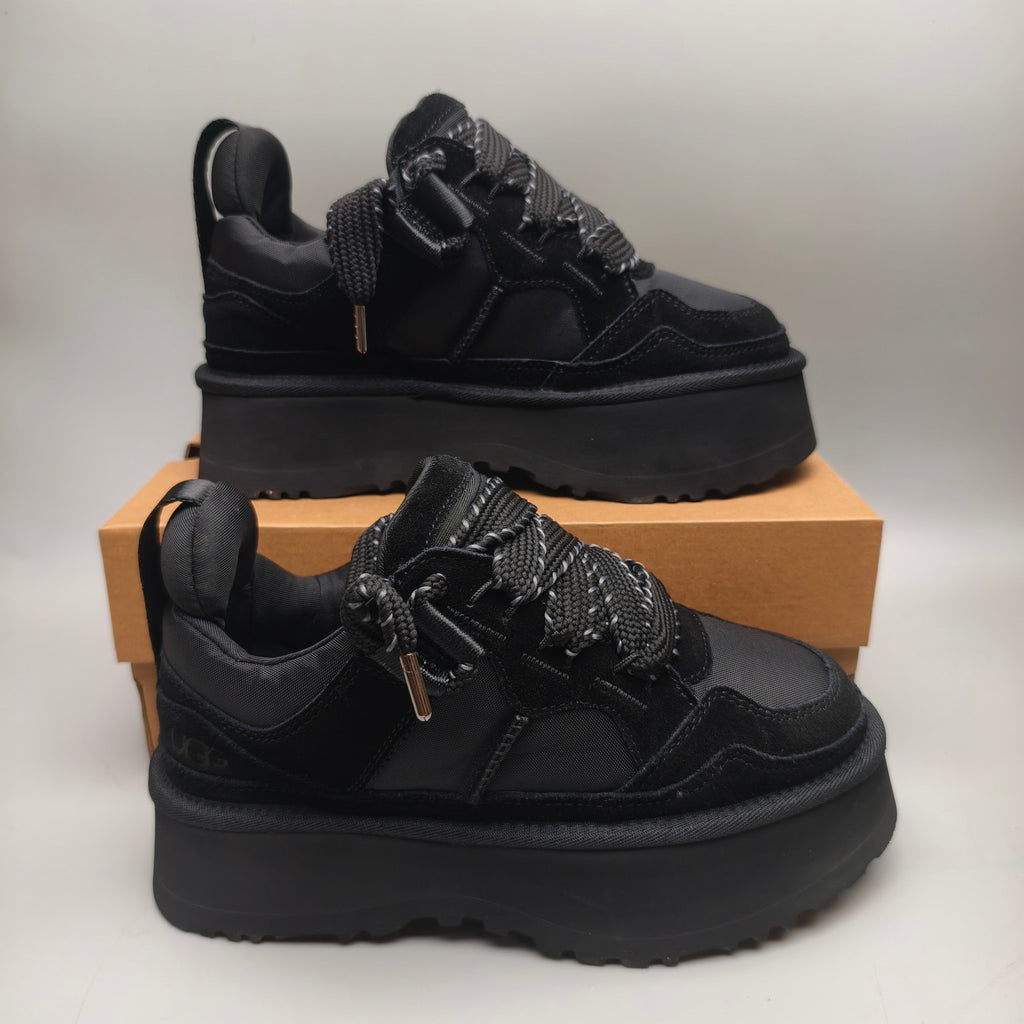 Black Chunky Dad Sneakers | Lace-Up Casual Style – In Stock
