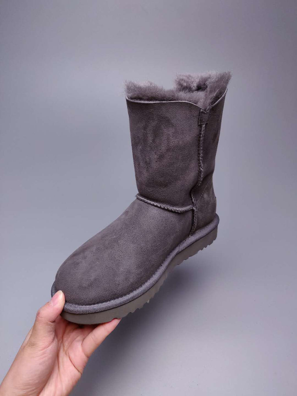 Grey Side Zip Mid-Calf Boots | In Stock