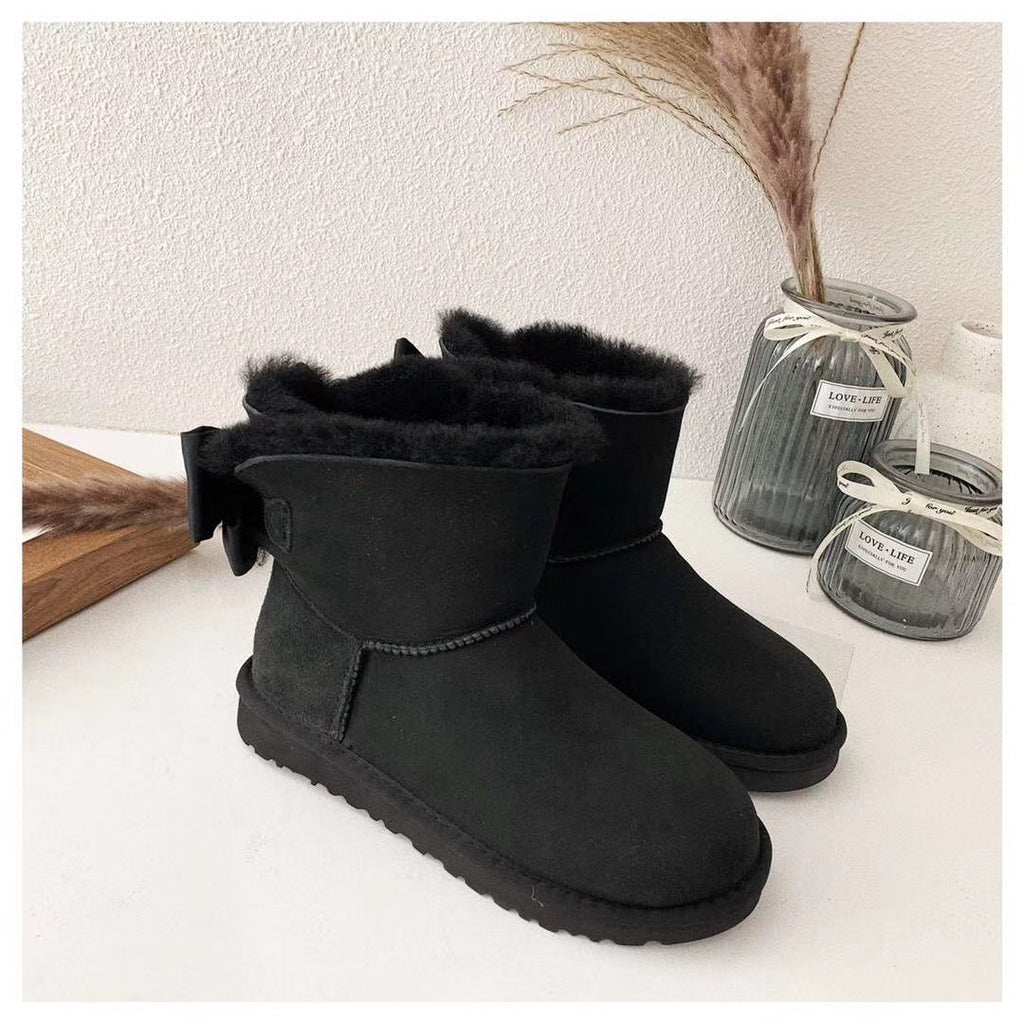 Black Bow-Detail Ankle Boots | Chic Statement Style – In Stock