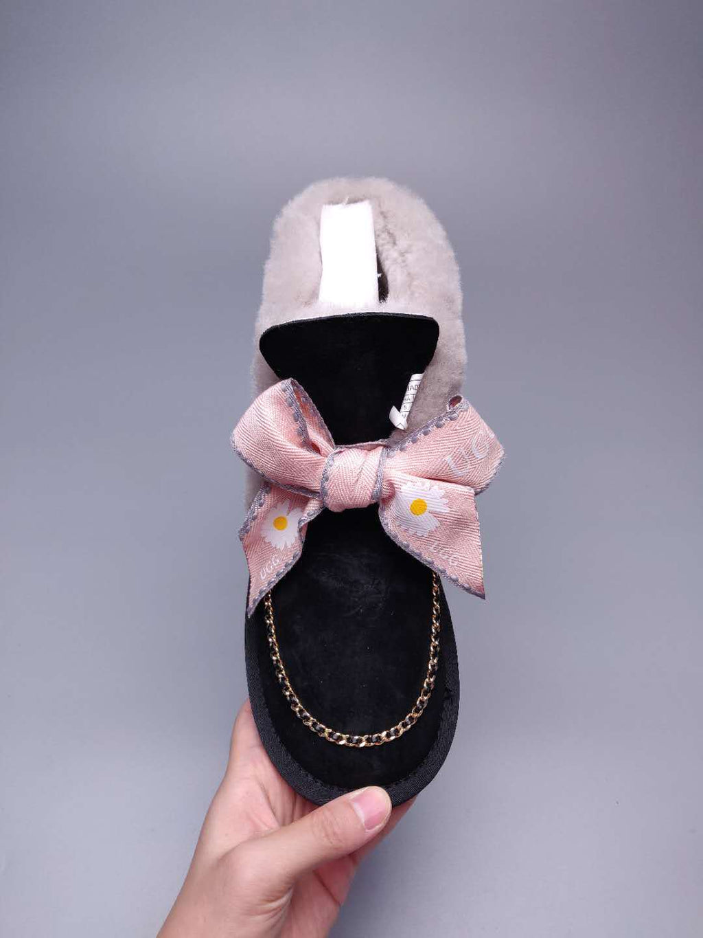 Black Daisy Shoes | Chain & Ribbon Details – In Stock