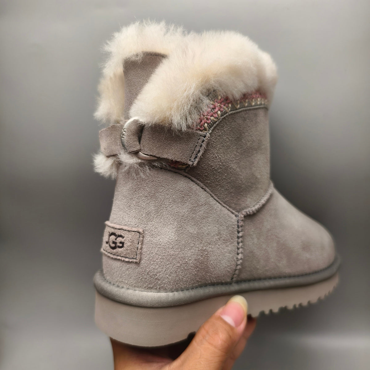 Grey Folk-Inspired Shoes | Back Buckle Strap – In Stock