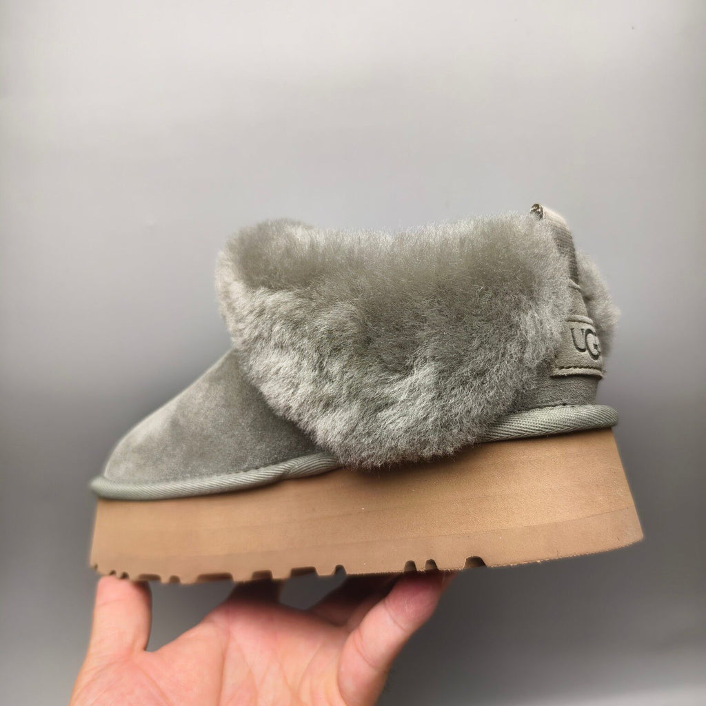 Green Chunky Sole Suede Slip-On Lazy Shoes | In Stock