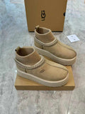 Ethnic Style Snow Boots with Wool Sock Cuff | Imported Suede & Fur-Lined – New Arrival