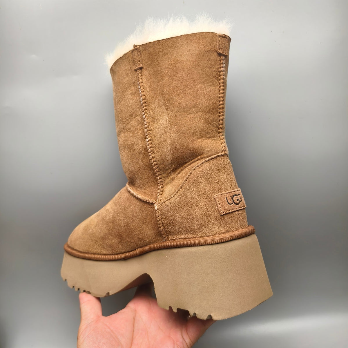 Chestnut Wedge Chunky Platform Mid-Calf Fashion Boots | Women – In Stock
