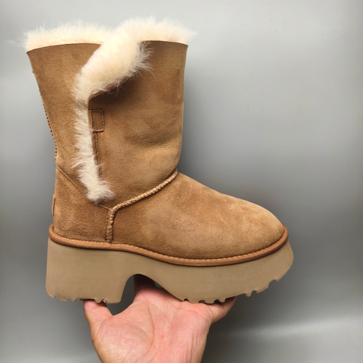 Chestnut Wedge Chunky Platform Mid-Calf Fashion Boots | Women – In Stock