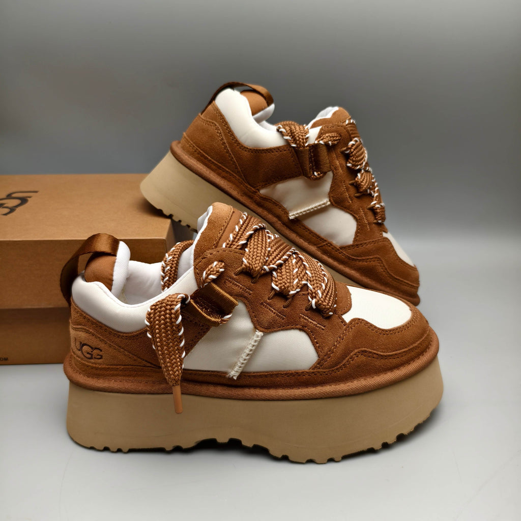 Chestnut Chunky Dad Sneakers | Lace-Up Casual Style – In Stock