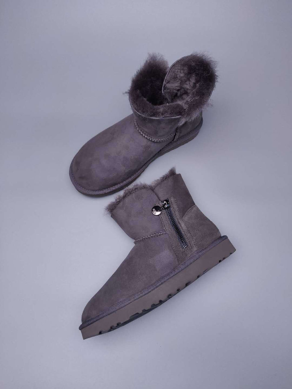 Grey Side Zip Ankle Boots | In Stock