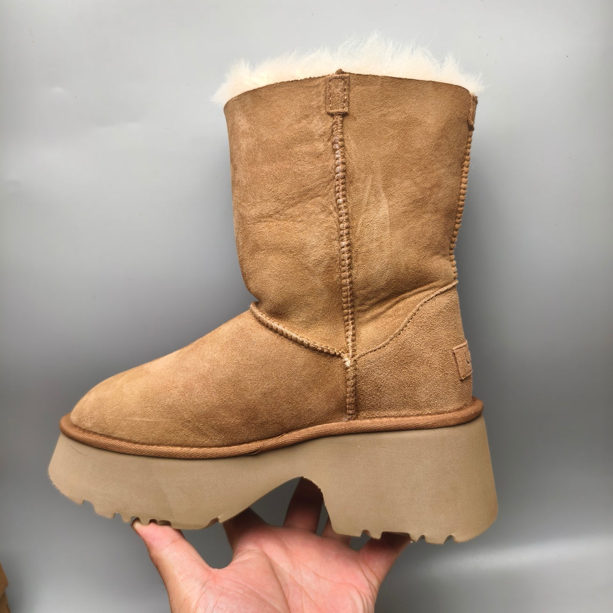 Chestnut Wedge Chunky Platform Mid-Calf Fashion Boots | Women – In Stock