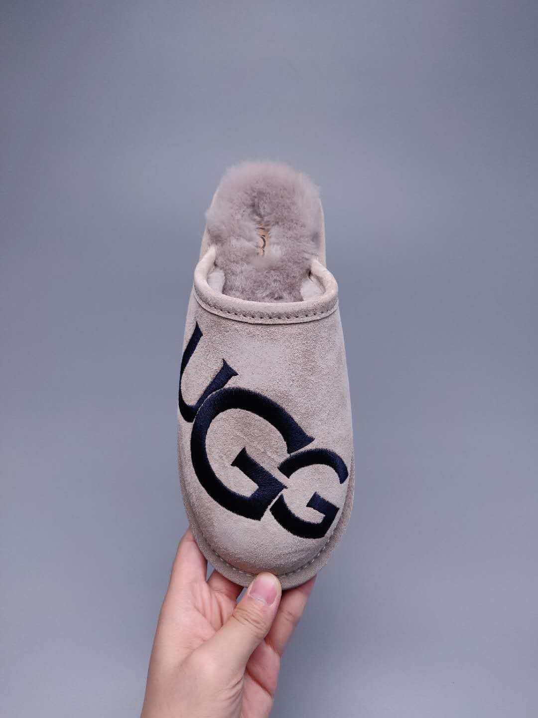 Grey Designer-Style Indoor Slippers | G Logo House Shoes – In Stock