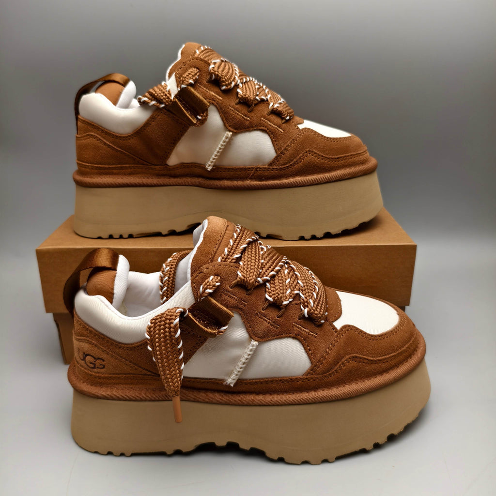 Chestnut Chunky Dad Sneakers | Lace-Up Casual Style – In Stock