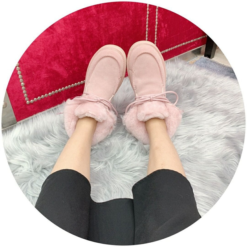 Pink Fur-Trim Lace-Up Ankle Boots | Cozy Winter Style – In Stock