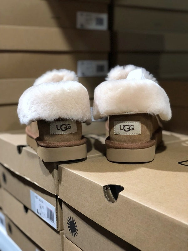 Chestnut Fur-Trim Lace-Up Ankle Boots | Cozy Winter Style – In Stock