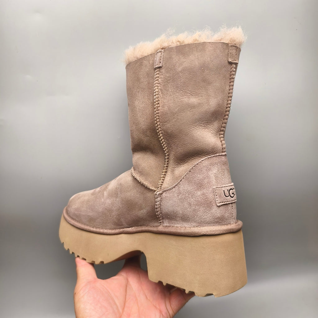 Walnut Wedge Chunky Platform Mid-Calf Fashion Boots | Women – In Stock