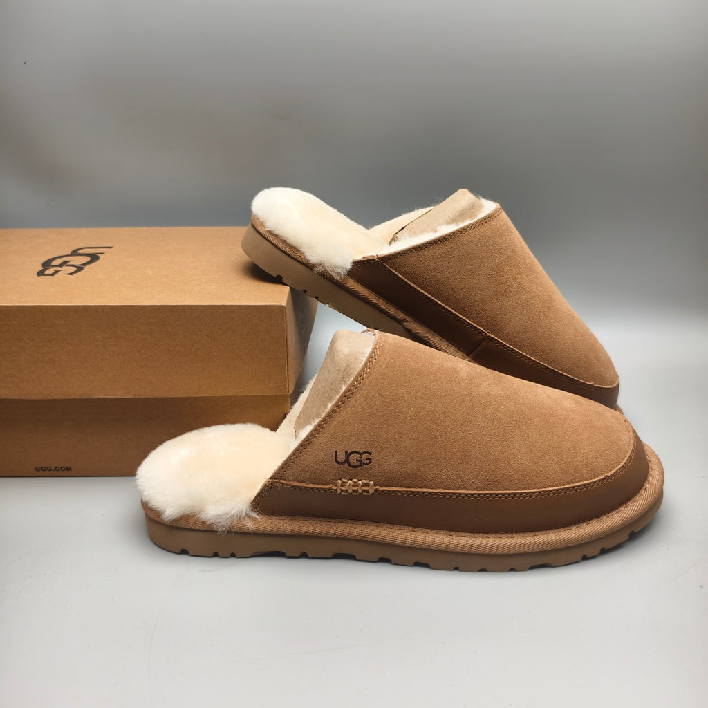 Chestnut Men's Plush Slippers | Ultra-Light Casual Style – In Stock