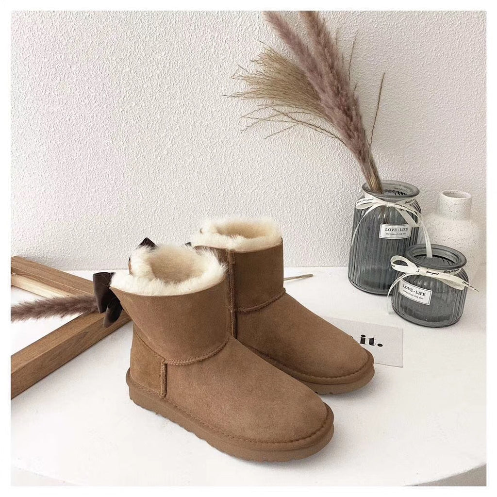 Chestnut Bow-Detail Ankle Boots | Chic Statement Style – In Stock