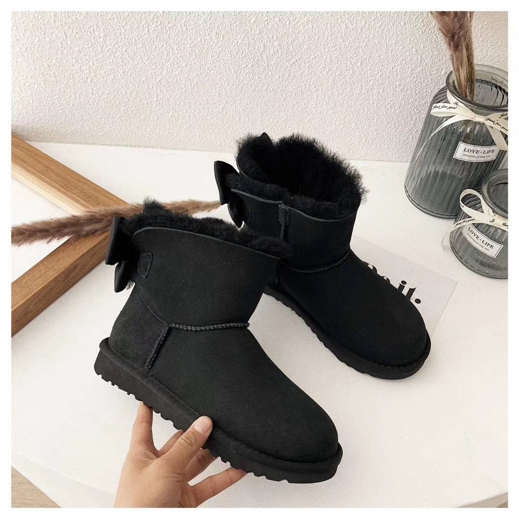 Black Bow-Detail Ankle Boots | Chic Statement Style – In Stock