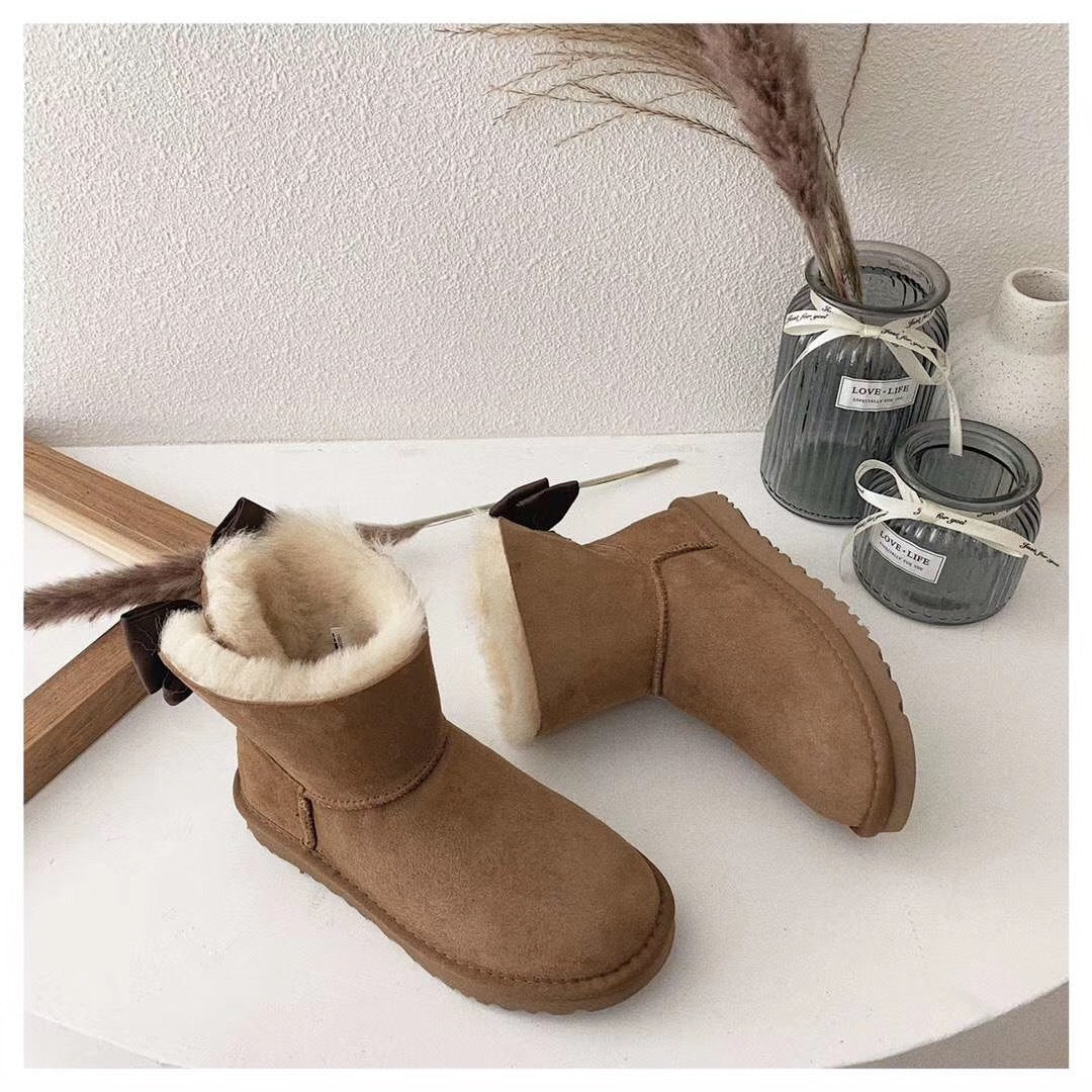 Chestnut Bow-Detail Ankle Boots | Chic Statement Style – In Stock