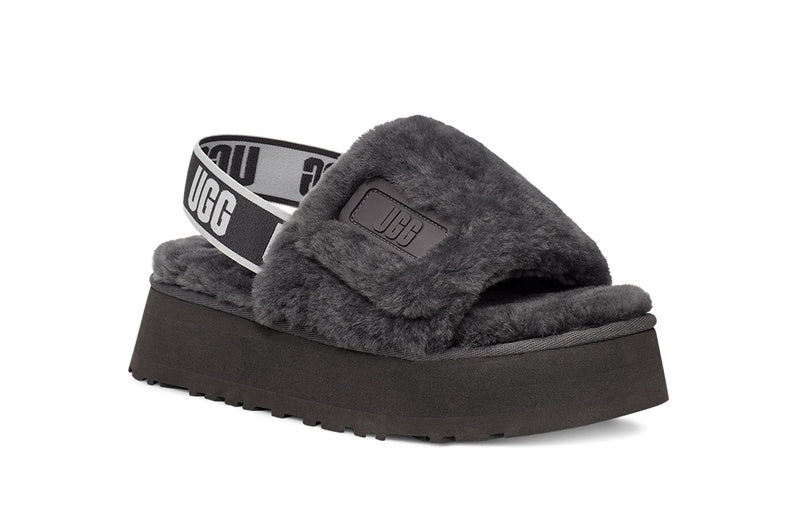 Grey Disco Fluffy Sandals | In Stock