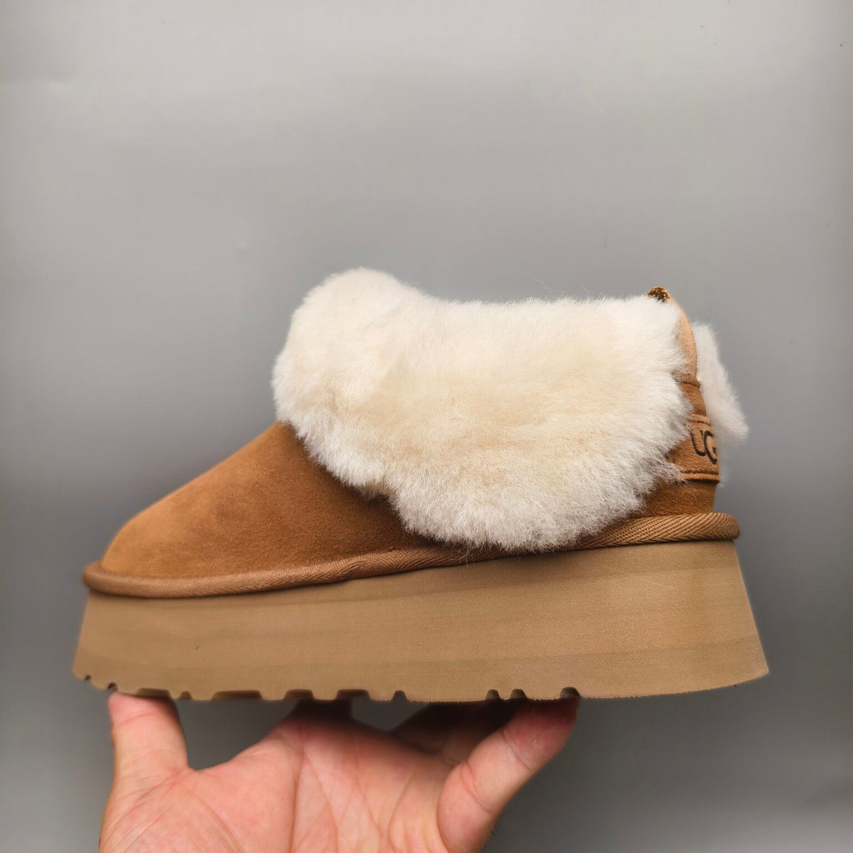 Chestnut Chunky Sole Suede Slip-On Lazy Shoes | In Stock