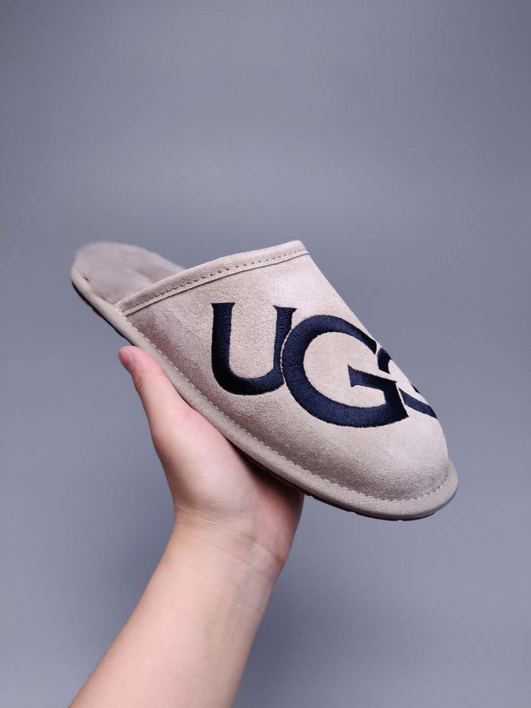 Grey Designer-Style Indoor Slippers | G Logo House Shoes – In Stock