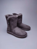 Grey Side Zip Mid-Calf Boots | In Stock