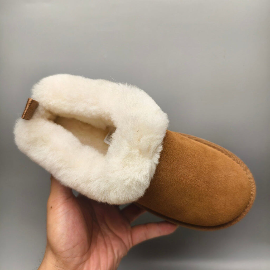 Chestnut Chunky Sole Suede Slip-On Lazy Shoes | In Stock