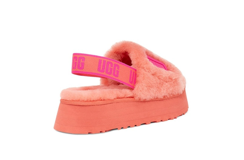 Coral Red Disco Fluffy Sandals | In Stock