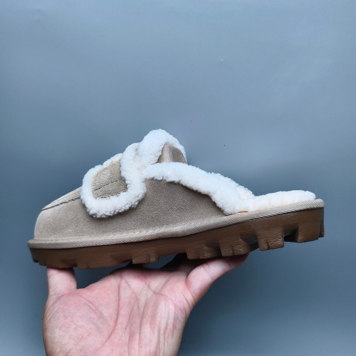 Sand Curly Fur Big Logo Casual Slippers | In Stock