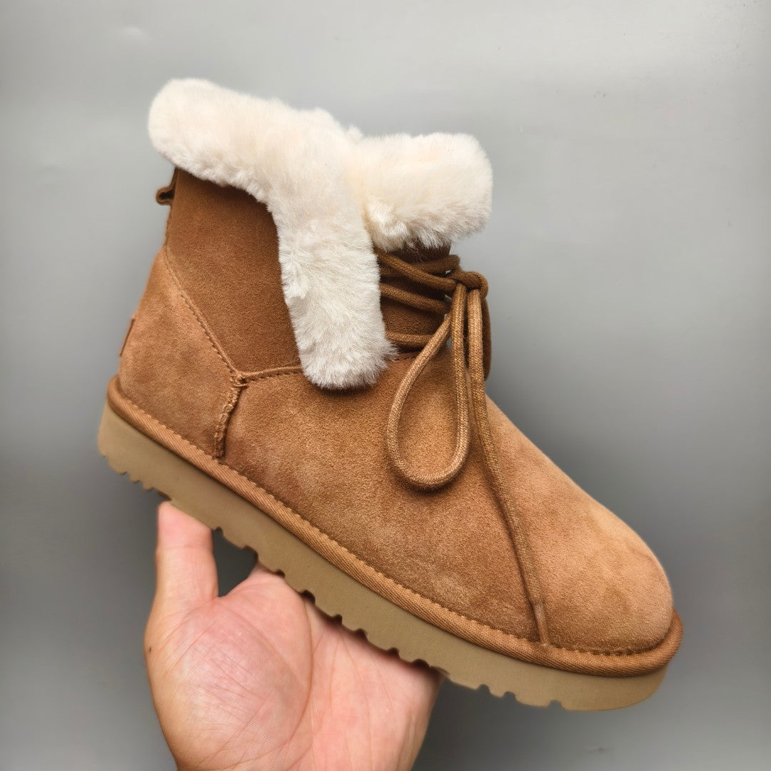 Chestnut Mid-Calf Casual Boots | Lace-Up Style – In Stock