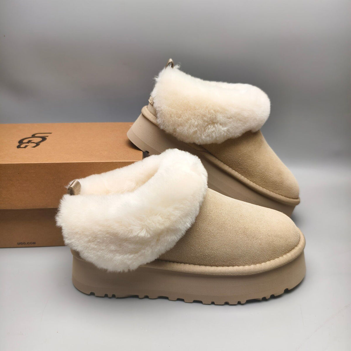 Sand Chunky Sole Suede Slip-On Lazy Shoes | In Stock