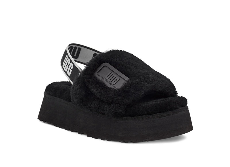 Black Disco Fluffy Sandals | In Stock