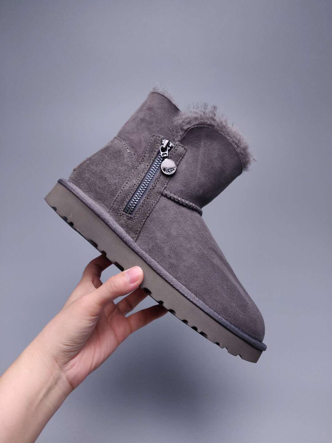 Grey Side Zip Ankle Boots | In Stock