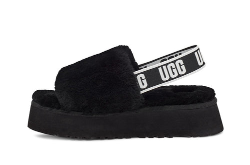 Black Disco Fluffy Sandals | In Stock