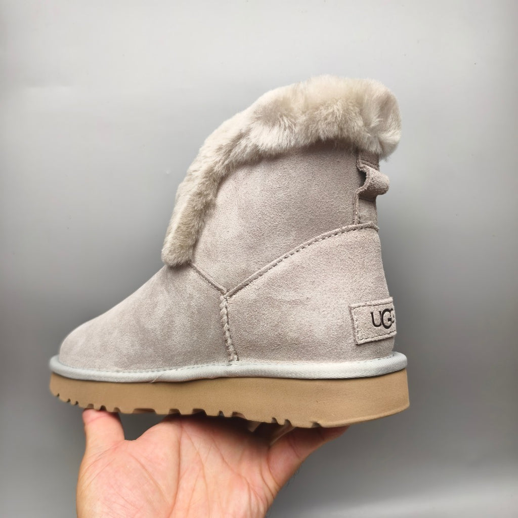 Grey Mid-Calf Casual Boots | Lace-Up Style – In Stock