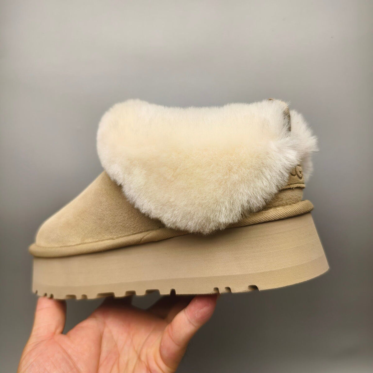 Sand Chunky Sole Suede Slip-On Lazy Shoes | In Stock