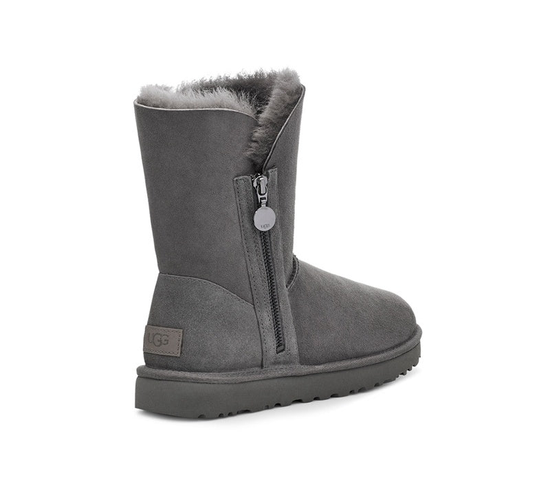 Grey Side Zip Mid-Calf Boots | In Stock