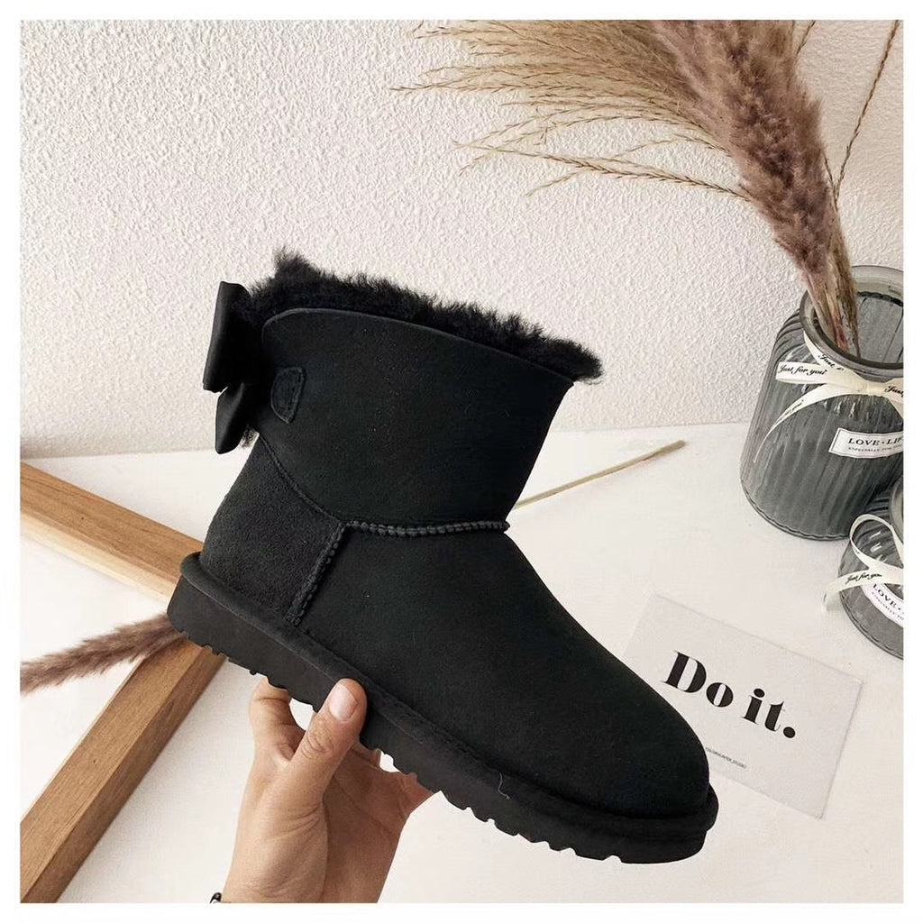 Black Bow-Detail Ankle Boots | Chic Statement Style – In Stock