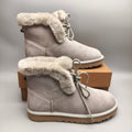 Grey Mid-Calf Casual Boots | Lace-Up Style – In Stock