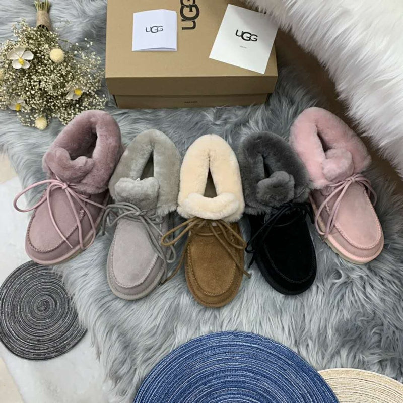 Pink Fur-Trim Lace-Up Ankle Boots | Cozy Winter Style – In Stock